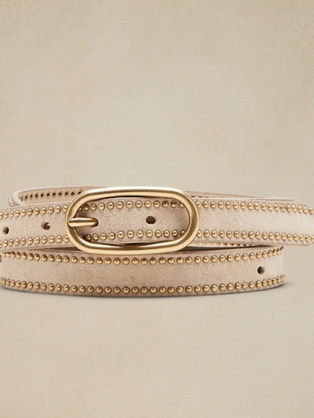 Studded Leather Belt in Taupe
